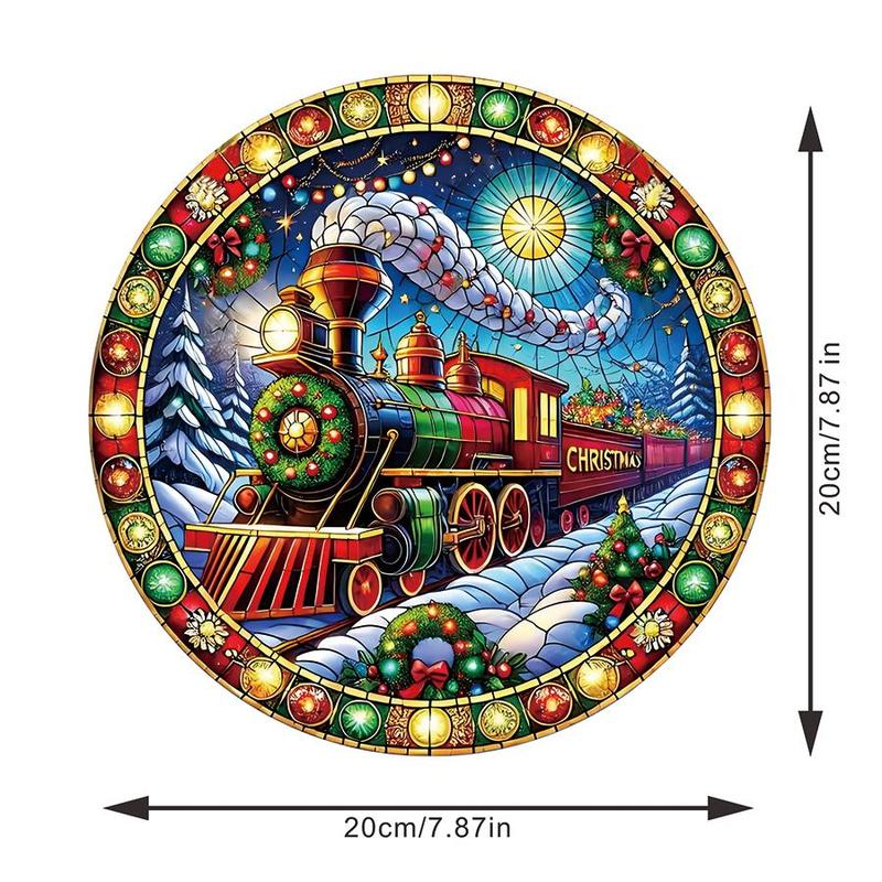 Train Pattern Hanging Decor, 1 Count Colorful Glass Window Hanging Ornament, Art Decoration for Home Wall, Bedroom, Garden, Patio