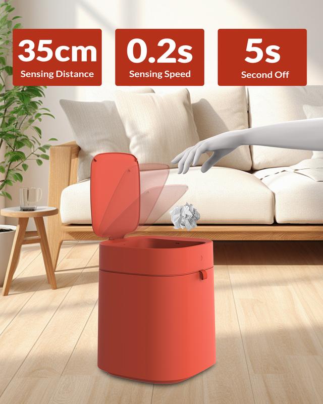 IntreLife Smart Trash Can, Self-Sealing, Self-Changing Motion Sensor Wastebasket in Fire Opal Teal, Rechargeable Lid for Living Room and Bedroom automatic motion