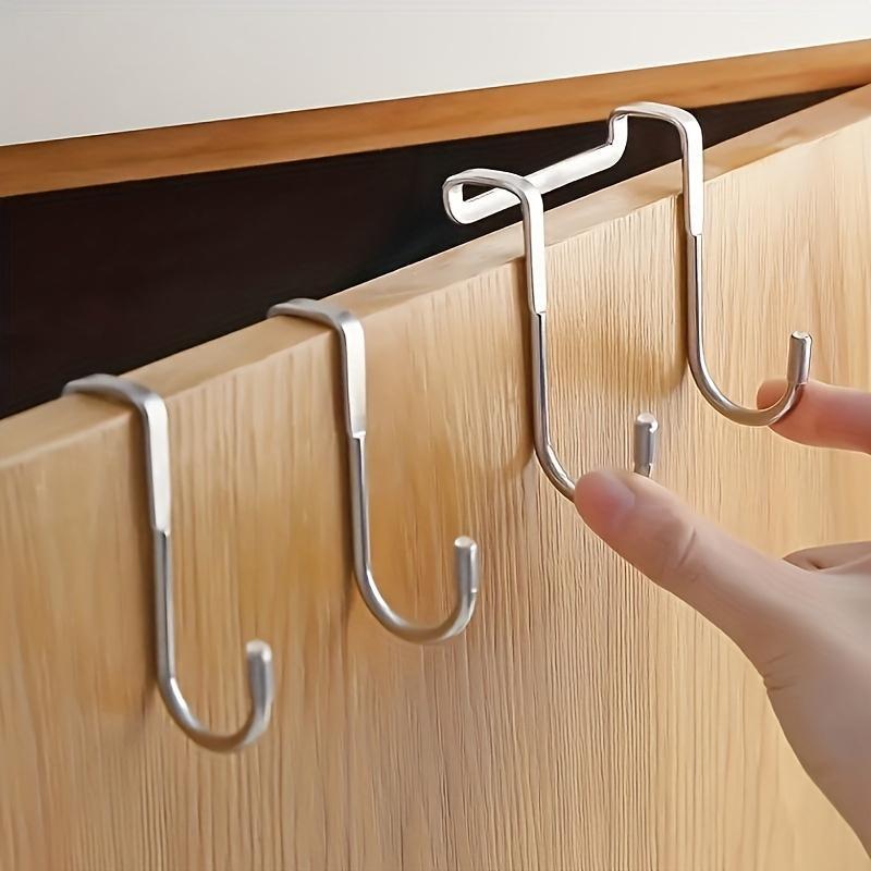 Stainless Steel S-shaped Hook, 3 Counts Bedside Cabinet Door Hanging Hook, Multipurpose Hanging Organizer for Home Bathroom Kitchen