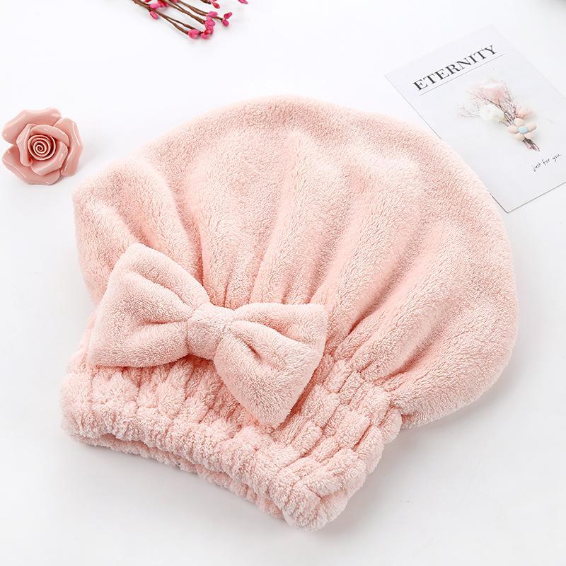 Bow Decor Hair Drying Towel, 1 Count Reusable Coral Fleece Hair Towel Wrap, Bath Hair Towel Wrap for Women