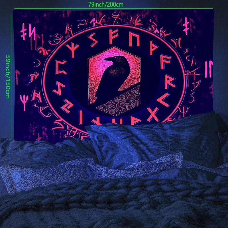 Creative Eagle Rune Pattern Fluorescent Tapestry for Room Decor, 1 Count Modern Stylish UV Blacklight Gothic Hanging Tapestry, Wall Hanging Decor for Home Living Room Bedroom Dormitory, Home Decor