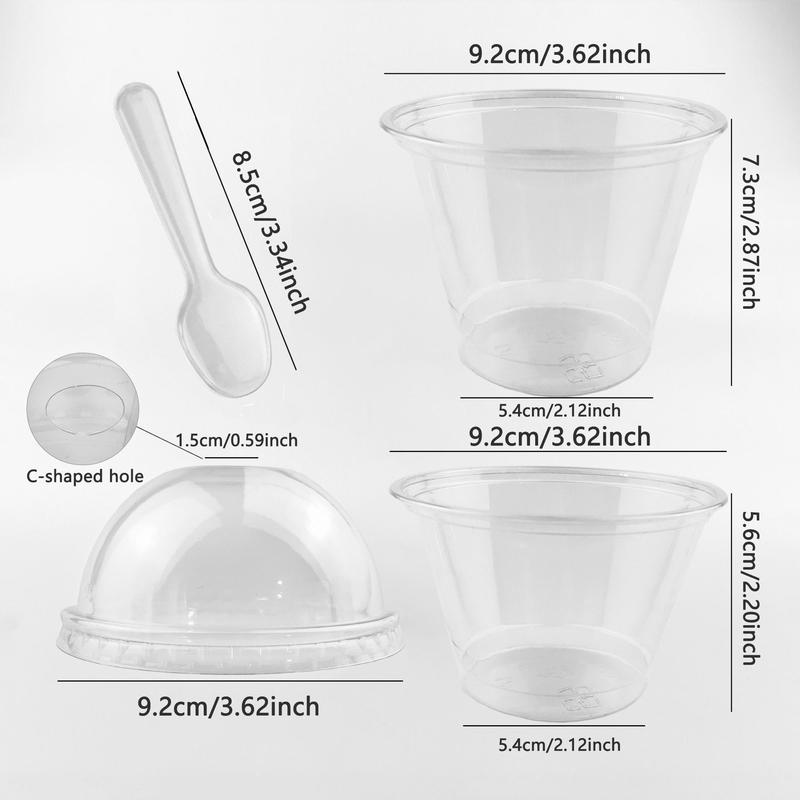 Clear Disposable Cup with Lid & Spoon, 30 Sets Party Cupcake Cup, Ice Cream Cups, Dessert Cups, Kitchen Accessories Multifunctional Pudding Cup for Dessert Baking Snack