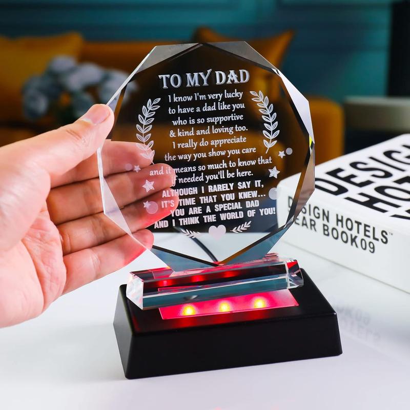 Birthday Gifts for Dad from Daughter Son, Father's Day Gifts for Dad Who Wants Nothing,  Engraving Glass Meaningful To My Dad Gifts,  Presents for Dad on Christmas