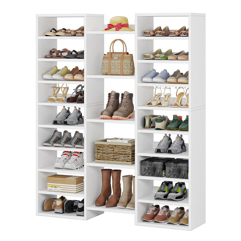 Tribesigns 14-Tier Shoe Rack, Freestanding Tall Shoe Shelf, White Wooden Shoe Storage Cabinet with 22 Open Cubbies, 46 Pairs Wide Entryway Shoe Organizer Shoe Cabinet for Entryway, Living Room selfmountingshelf