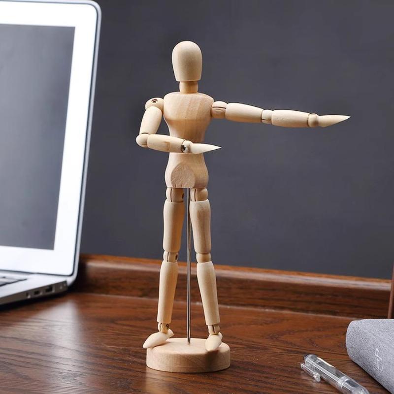 Wooden Man Model, 1 Count Wooden Man Art Sketch Mannequin, Creative Micro Desktop Decoration, Desktop Ornament for Home Office