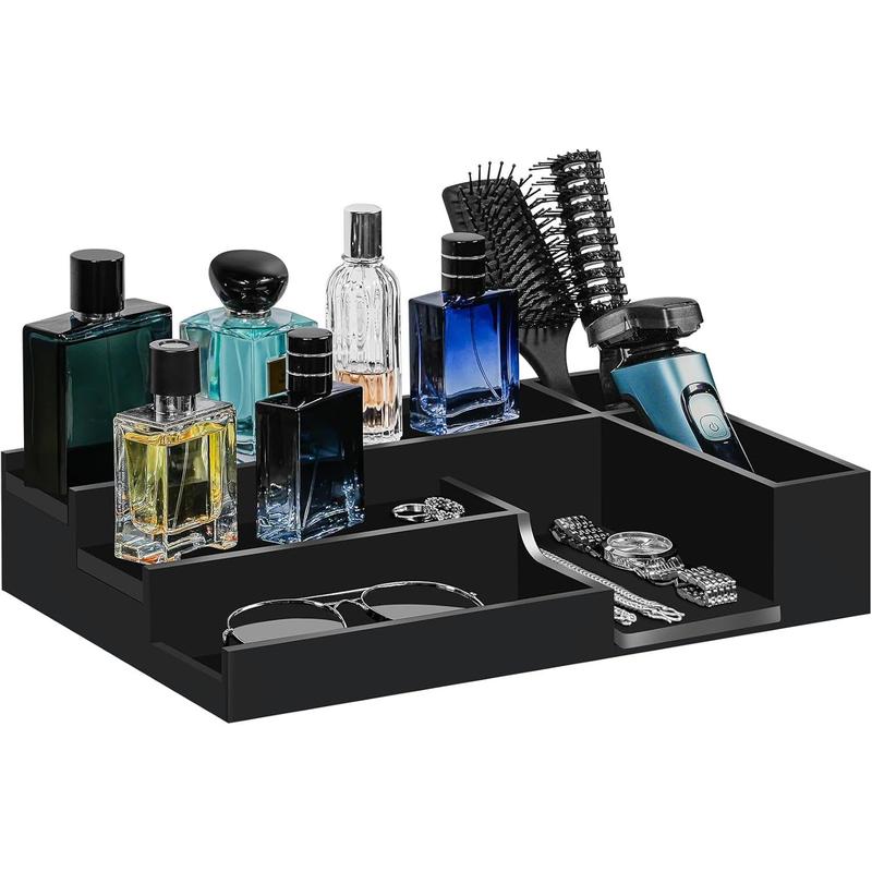 Organizer for Men 3 Tier Cologne Stand Cologne Holder with 2 Hidden Compartment, Wooden Perfume Organizer Cologne Display Shelf, Perfume Holder, Dresser Organizer