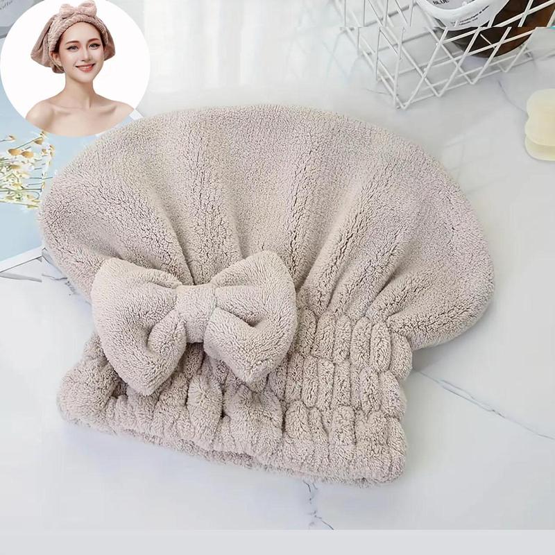 Bow Decor Hair Drying Towel, 1 Count Reusable Coral Fleece Hair Towel Wrap, Bath Hair Towel Wrap for Women