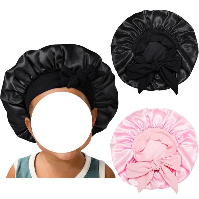 Satin Silk Bonnet Hair Cap: 2pcs Bonnets with Elastic Tie Band Adjustable Straps for Sleeping Sleep Comfortable - Stretchy Tie Band Hair Bonnets No Slip-Off satin  hat