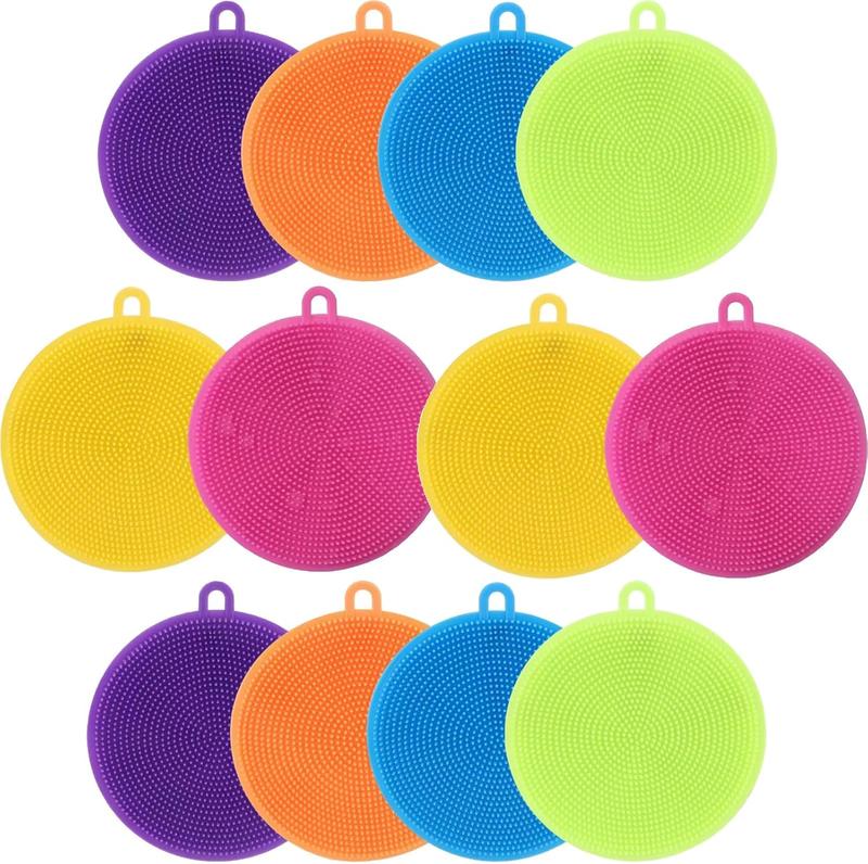 Silicone Dish Scrubber, 12 Count Silicone Sponge Dish Brush, Food Grade BPA Free Cleaning Kitchen Pack Pot