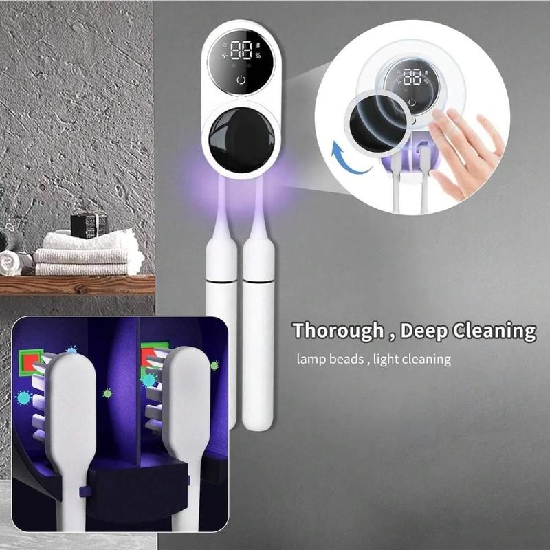 Wall Mounted Toothbrush Sterilizer, 1 Count USB Charging Couples Toothbrush Holder, Bathroom Supplies for Home Use