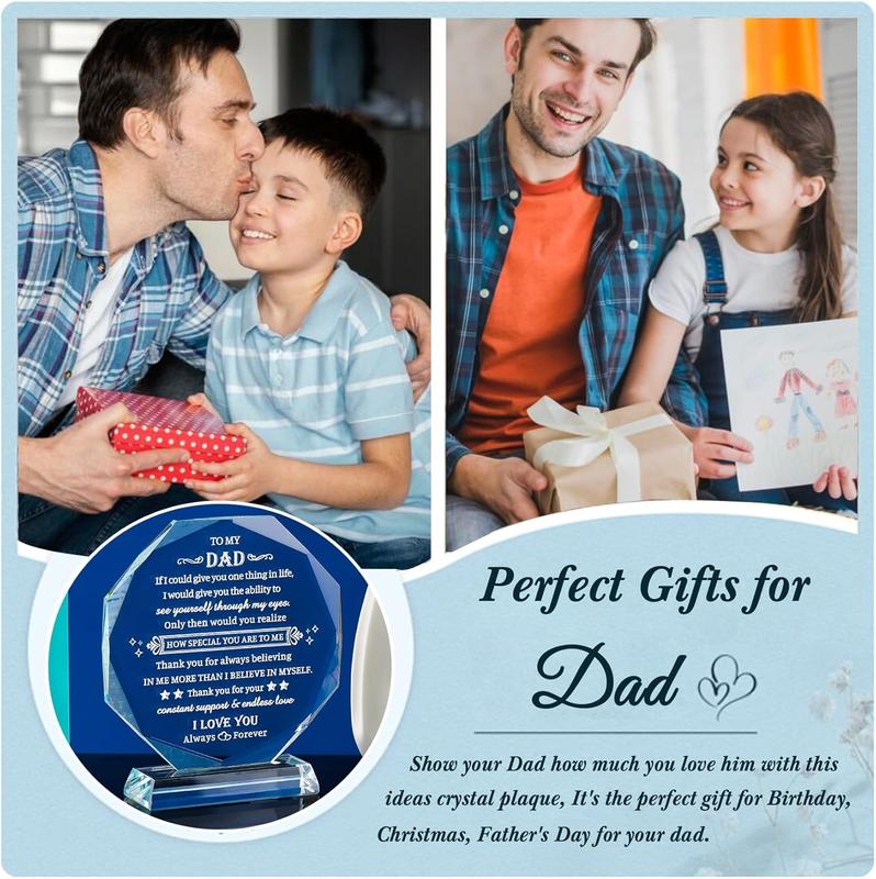 Gifts for Dad, Dad Birthday Gifts from Daughter Son - Crystal Keepsakes Best Dad Ever Gifts Who Wants Nothing Have Everything, Christmas Valentine Fathers Thanksgiving Gifts to My Dad