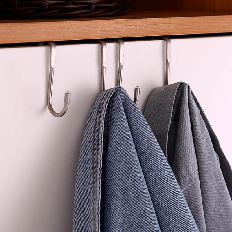 Stainless Steel S-shaped Hook, 3 Counts Bedside Cabinet Door Hanging Hook, Multipurpose Hanging Organizer for Home Bathroom Kitchen