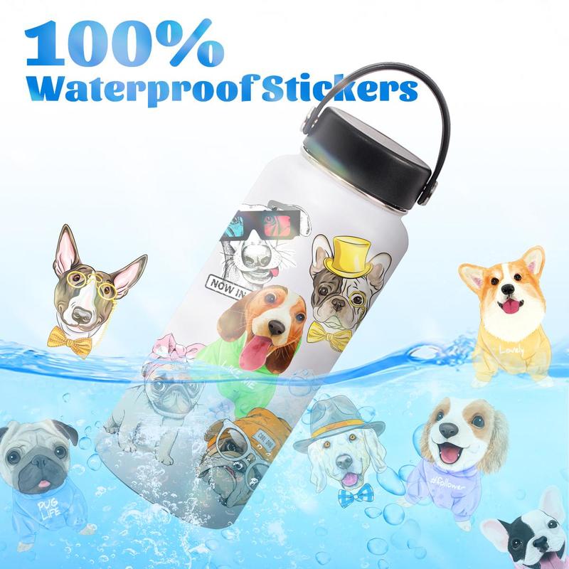 Self-adhesive Doodle Decorative Stickers, 50pcs Cute Dog Pattern Waterproof Sticker for DIY Ornaments,. Laptop, Water Bottle, Journal, Car Decor, Puppy Design Car Stickers Decals