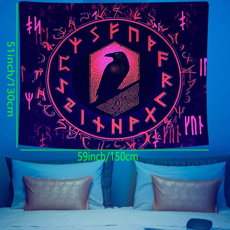 Creative Eagle Rune Pattern Fluorescent Tapestry for Room Decor, 1 Count Modern Stylish UV Blacklight Gothic Hanging Tapestry, Wall Hanging Decor for Home Living Room Bedroom Dormitory, Home Decor