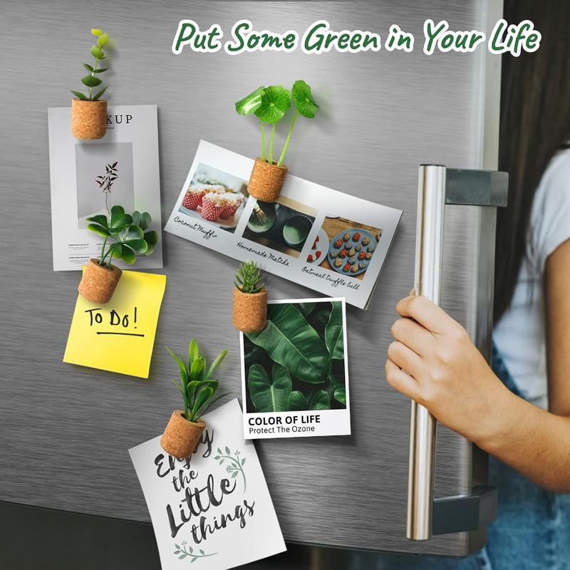 Plant Fridge Magnets-Mini Succulent Artificial Plants Refrigerator Magnets Potted Magnet Stickers Cute for Magnet Boards Fridge Home Office Decor