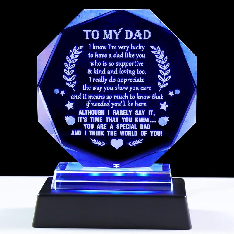 Birthday Gifts for Dad from Daughter Son, Father's Day Gifts for Dad Who Wants Nothing,  Engraving Glass Meaningful To My Dad Gifts,  Presents for Dad on Christmas