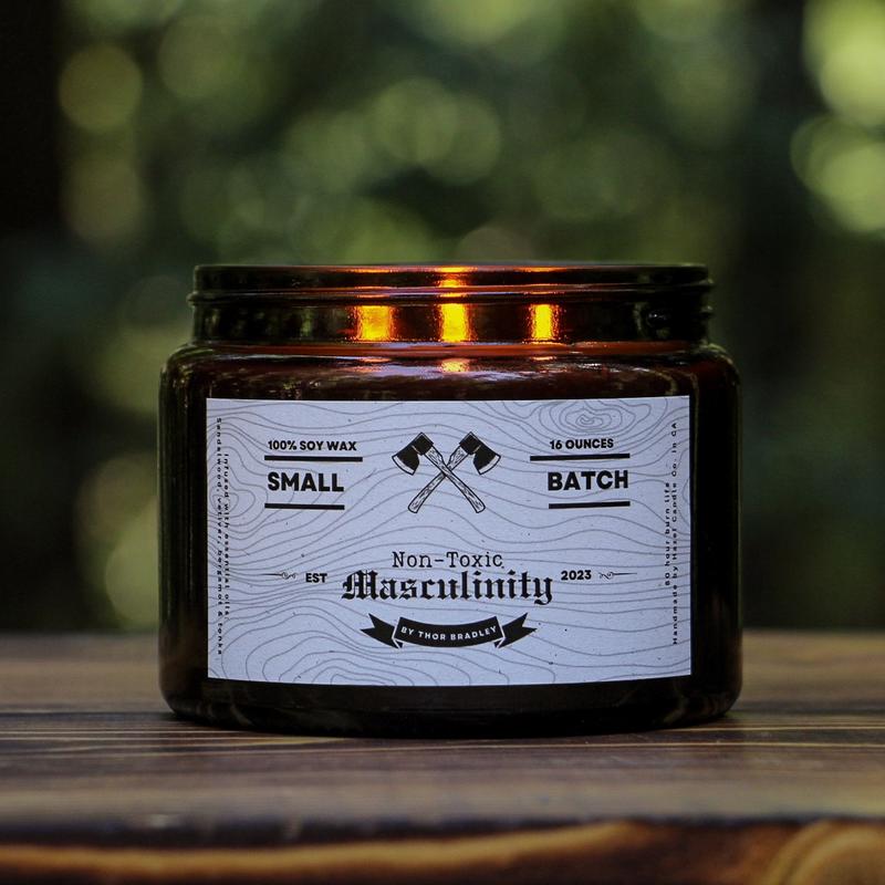 Non-Toxic Masculinity by Thor Bradley Scented Candle & Room Spray - Sandalwood, Vetiver, Bergamot & Tonka Fragrance natural soy Linen Oil