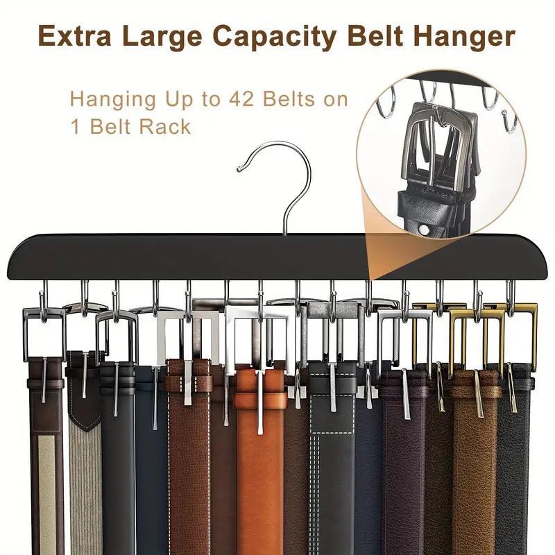 Wooden Belt Hanger with 14pcs Hooks, 1 Count Space Saving Multi-functional Clothes Ties Scarves Organizer, Closet Storage for Home Dormitory Bathroom