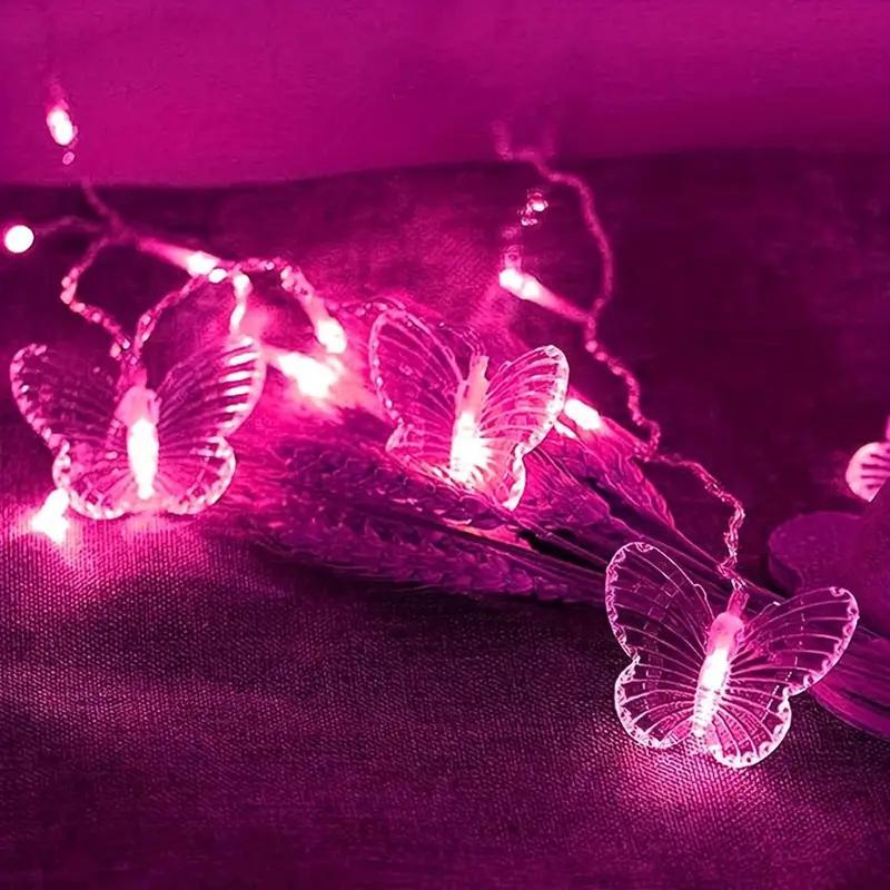 Christmas Butterfly Design String Light, 1 Count USB Charging 96 LED String Light with Remote Control, Decorative Light Room Decor for Home Party Wedding, Boyfriend Gift