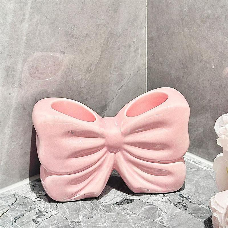 Teenage girl heart bow toothbrush holder creative bathroom sink electric toothbrush toothpaste ceramic organizer