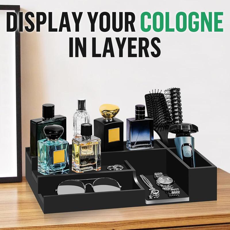 Organizer for Men 3 Tier Cologne Stand Cologne Holder with 2 Hidden Compartment, Wooden Perfume Organizer Cologne Display Shelf, Perfume Holder, Dresser Organizer