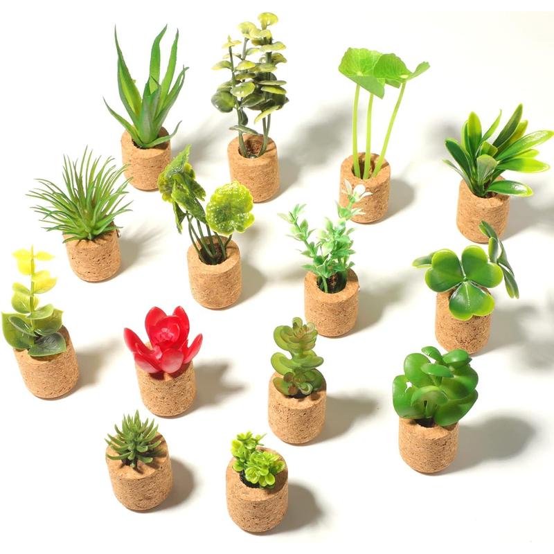 Plant Fridge Magnets-Mini Succulent Artificial Plants Refrigerator Magnets Potted Magnet Stickers Cute for Magnet Boards Fridge Home Office Decor