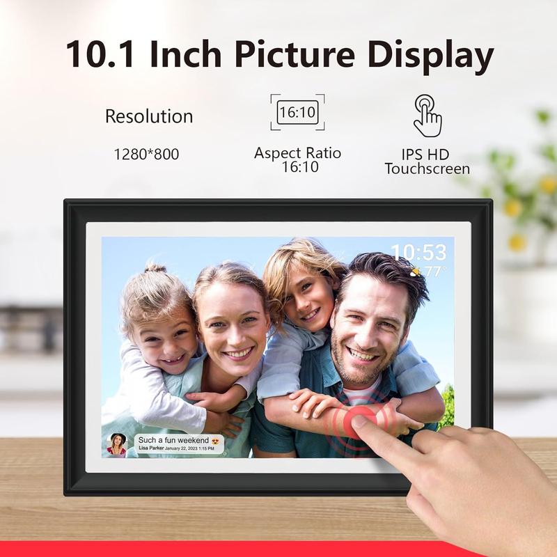 [Black Friday] Christmas Gift 32GB FRAMEO 10.1 Inch WiFi Digital Photo Frame with LED Light, 1280x800 HD IPS LCD Touch Screen, Auto-Rotate Portrait and Landscape, 32GB Storage, Share Moments Instantly via Frameo App from Anywhere