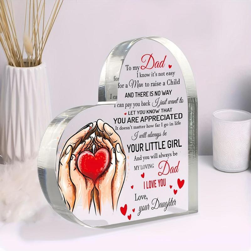 Heart Shaped Acrylic Plaque, Modern Transparent Decoration, Desktop Ornament for Home Office