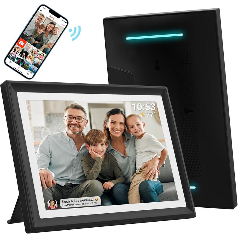 [Black Friday] Christmas Gift 32GB FRAMEO 10.1 Inch WiFi Digital Photo Frame with LED Light, 1280x800 HD IPS LCD Touch Screen, Auto-Rotate Portrait and Landscape, 32GB Storage, Share Moments Instantly via Frameo App from Anywhere