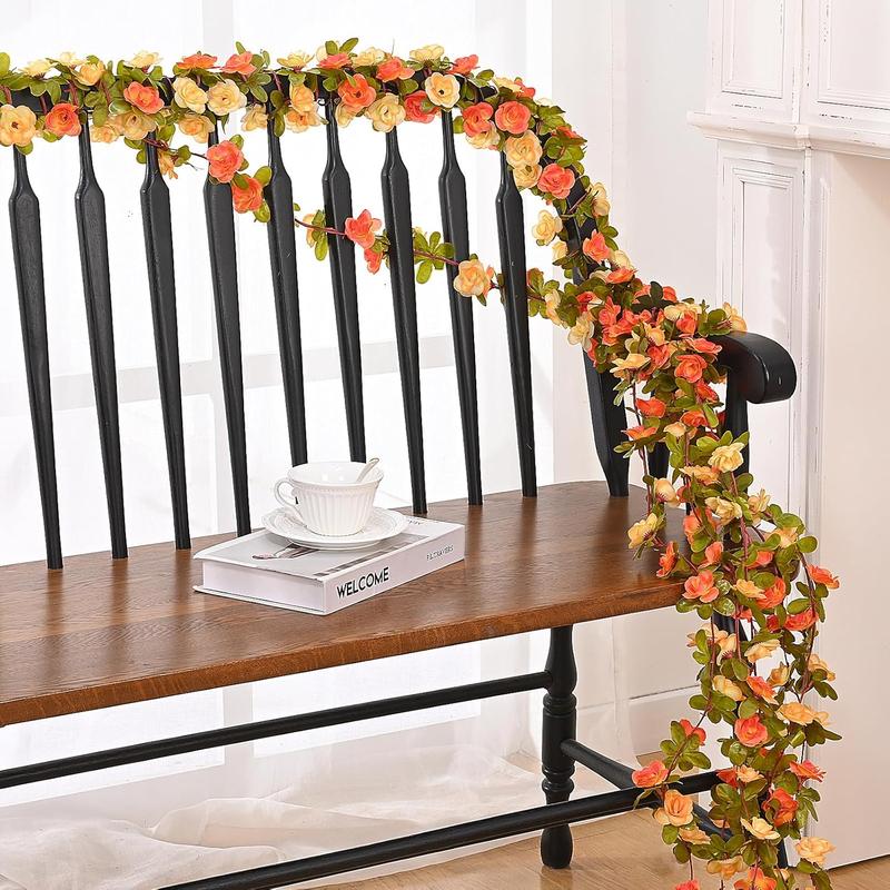 Flower Garland Rose Vines, 5 Strands 41Ft Flowers Vines For Bedroom With 33 Ft 100 Led String Lights, Rose Flower Garland Decoration, Rose Floral Garland For Room Table Wedding Decor