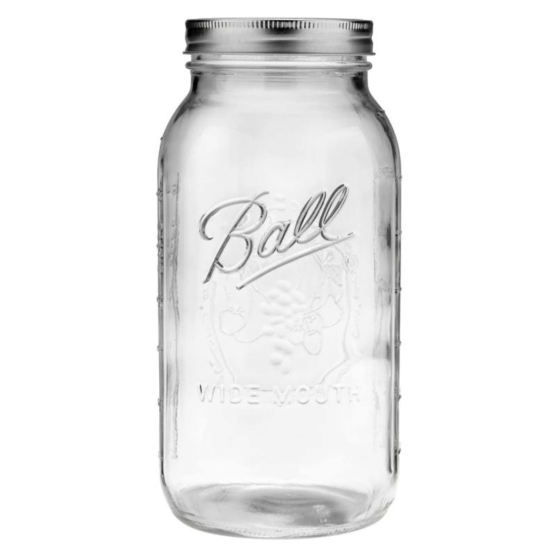 (2 pack) Glass Mason Jar W Lid & Band, Wide Mouth, 64 Ounces, 6 Count Bottles Tin