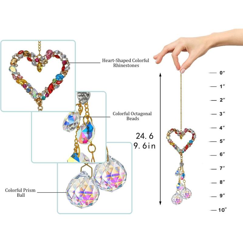 Hanging Sun Catchers with Crystals, Glass Icicle Prisms Rhinestones Suncatcher, Rainbow Maker Pendant Indoor Window Home Decor Gift Ornaments Hangable Decoration