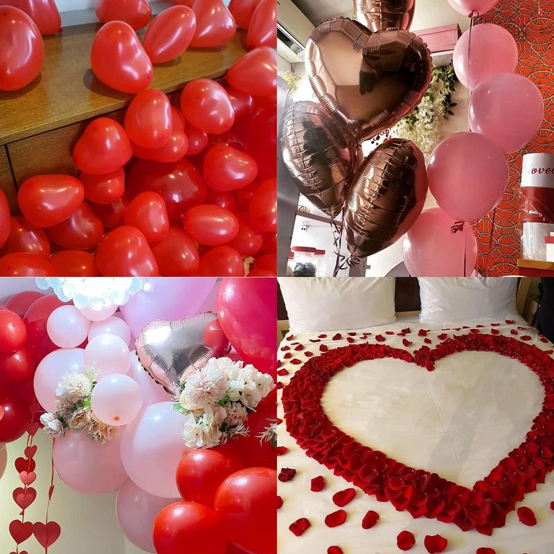 Valentines Balloons Kit with I Love You Balloons Heart Balloon Bear Balloon Pink Balloons 1000 count Rose Petals for Valentines Decorations Anniversary Proposal Romantic Decorations Special Night