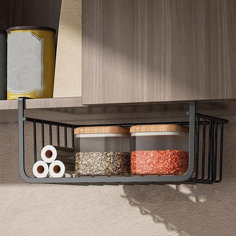 Under Shelf Basket, 1 Count Space Saving Under Cabinet Storage Rack, Multifunctional Storage Rack for Kitchen Counter Pantry Desk Bookshelf Cupboard