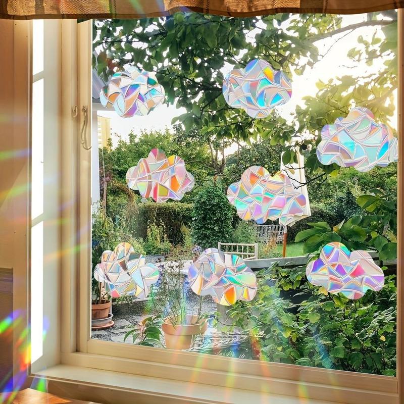 Colorful Sun Catcher Rainbow Window Film, 8 Counts set Anti-bird Collision Electrostatic Sticker, Decorative Sticker for Home Decor