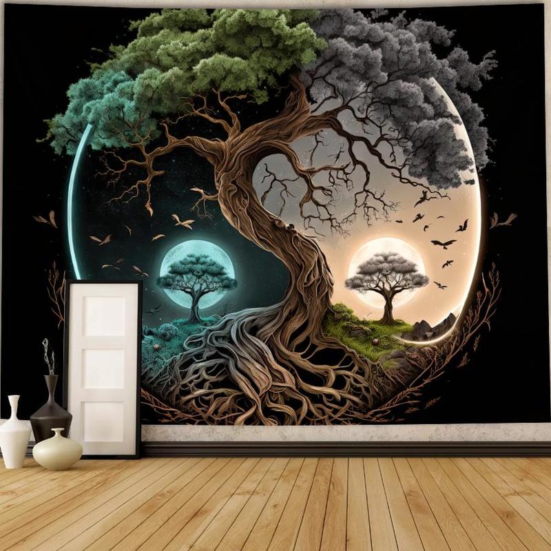 Decorative Tree Pattern Tapestry, 1 Count Modern Hanging Blanket with Hanging Clips, Wall Art Poster for Home Bedroom Living Room