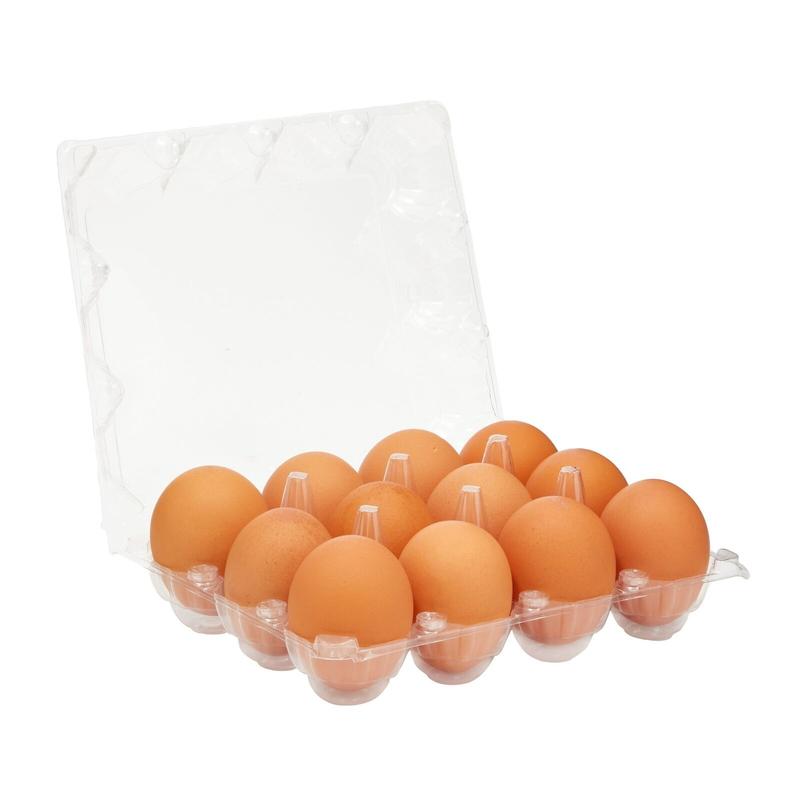 48x Egg Cartons for 1 Dozen Chicken Eggs, Clear Reusable Containers with Labels