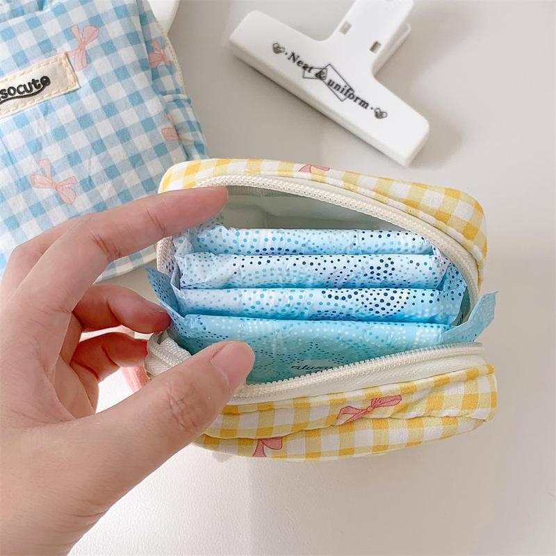 Plaid Pattern Storage Bag, 1 Count Portable Large Capacity Storage Bag with Handle, Dustproof Storage Organizer for Home & Travel