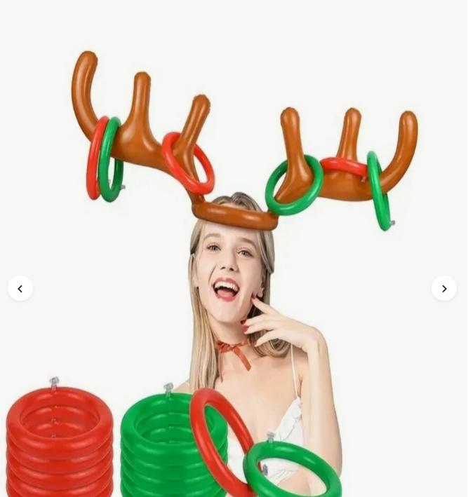 4pcs Inflatable Reindeer Antlers Game Set with Wreath Headband Toy for Christmas Party