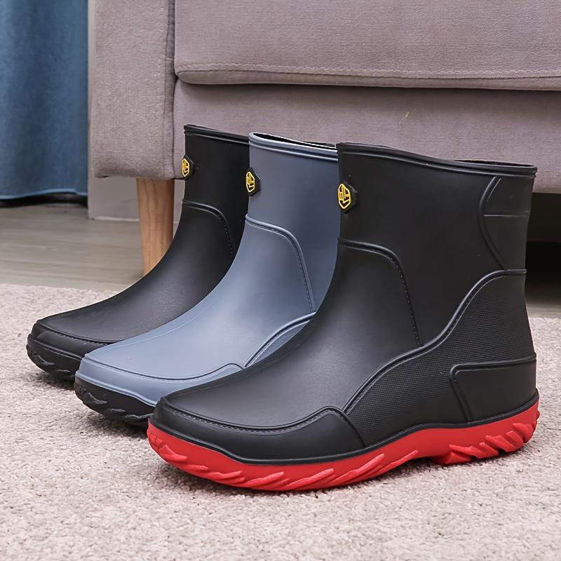 Men's Fashionable Rain Boots with Or without Warm Plush Lining, Comfortable and Durable Men's Outdoor Activity Shoes