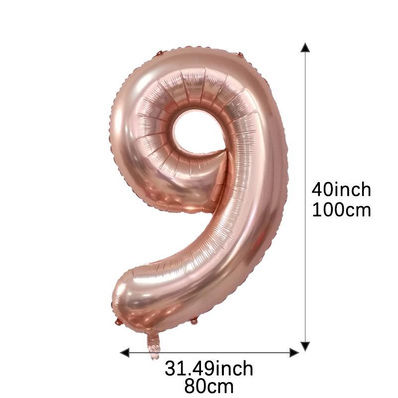 0-9 Number Shaped Balloon for Home Decor, 1 Count 40 Inch DIY Aluminum Foil Balloon, Decoration Balloon for Birthday Party Anniversary, Gift for Mom