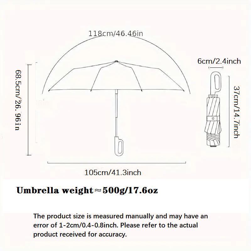 Automatic Umbrella, 1 Count Ring Buckle Windproof Reinforced Umbrella, Folding Umbrella for Women, Suitable for Outdoor Travel