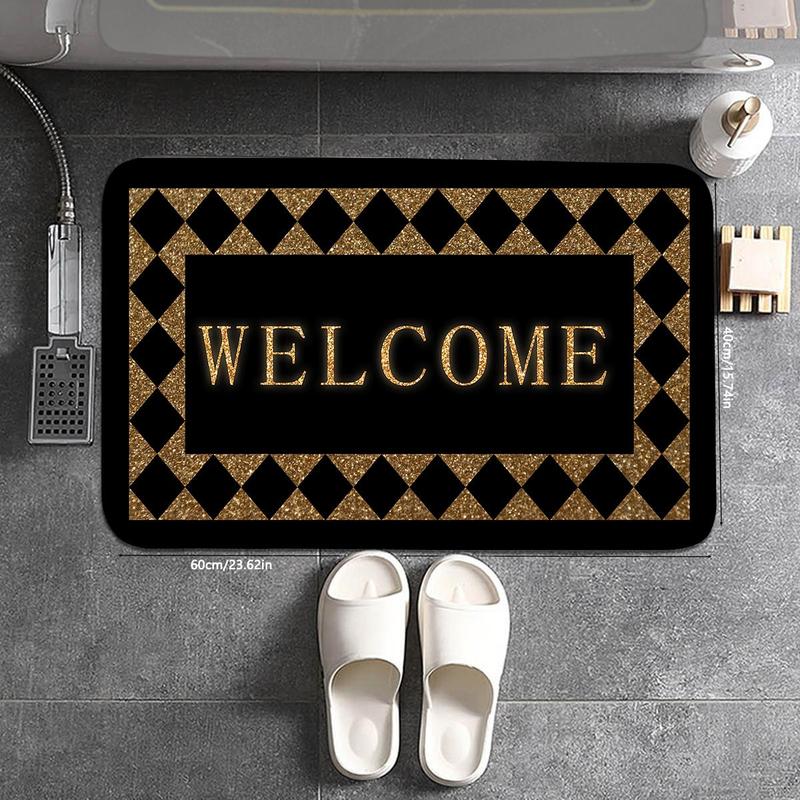 Welcome Letter Pattern Bath Mat, 1 Count Non-slip Soft Absorbent Bath Mat, Bathroom Mat for Home Bathroom Kitchen Entry