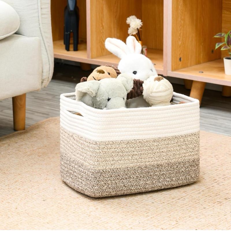 Shelf Baskets for Organizing, Storage Baskets for Shelves, Woven Baskets for Storage, Cotton Rope Baskets with Handles for Toy, Book, Clothes Living Room, 13