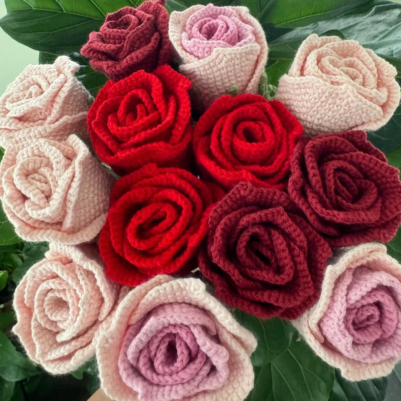 Crochet Rose and Flower Perfect for Birthday, Christmas, Graduation, Housewarming, and Marriage Proposals - Decorative Room Ornaments