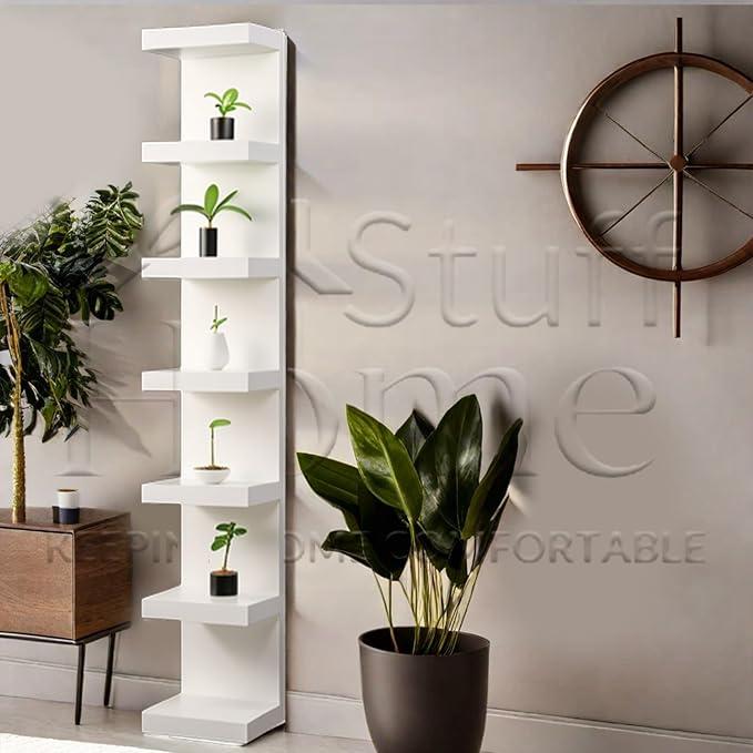 MAC Wall Shelf Unit, Wall Shelves, Vertical Column Shelf Storage Home Decor Organizer Design Utility Shelving, Design for Bedroom Living Room, White