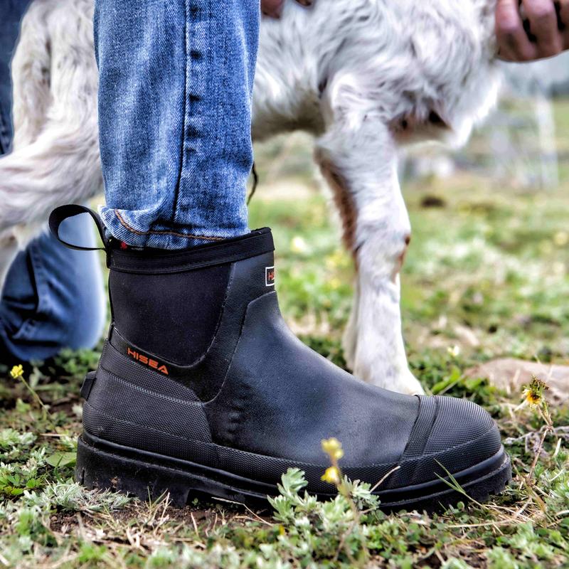 Hisea Men's Chelsea Rain Boots, Rubber Booties, Waterproof and Durable, Warm and Mud-Proof, Suitable for Outdoor Gardening Work