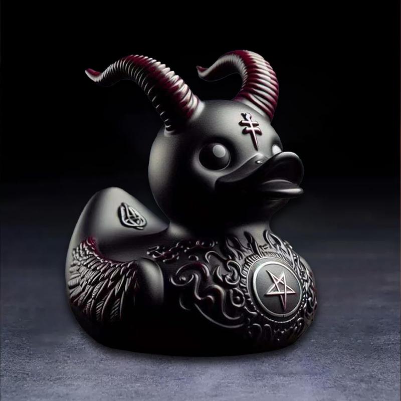 Halloween Whimsy Goth Duck Decor, Gothic Little Resin Duck Figurine Halloween Statue Ducks Office Desk Decor Car Decorations,Gothic Duck Decor for Car Decor Tabletop Ornaments Gifts (Satanic Duck)