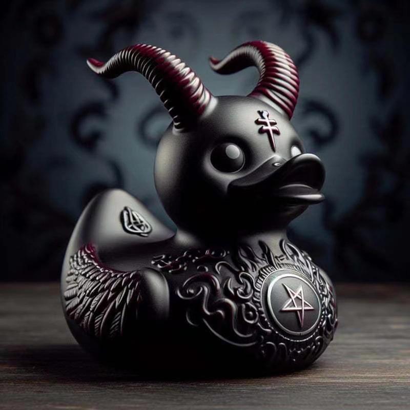 Halloween Whimsy Goth Duck Decor, Gothic Little Resin Duck Figurine Halloween Statue Ducks Office Desk Decor Car Decorations,Gothic Duck Decor for Car Decor Tabletop Ornaments Gifts (Satanic Duck)