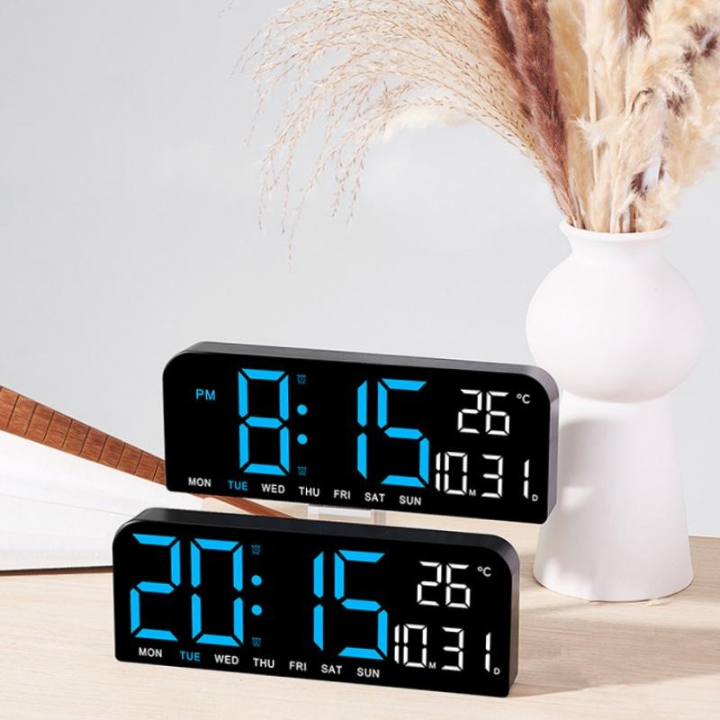 LED Digital Wall Clock Decorative,  Large Display with Temperature Countdown Auto Dimmer  - 12 24H, Digital Alarm Clocks for Bedrooms, Modern Wall Clock Digital Mount